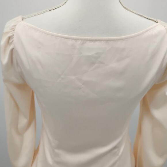 Revolve Majorelle Waldorf Top Blouse Tie Front Ivory Cream Satin Size XS - Picture 4 of 6